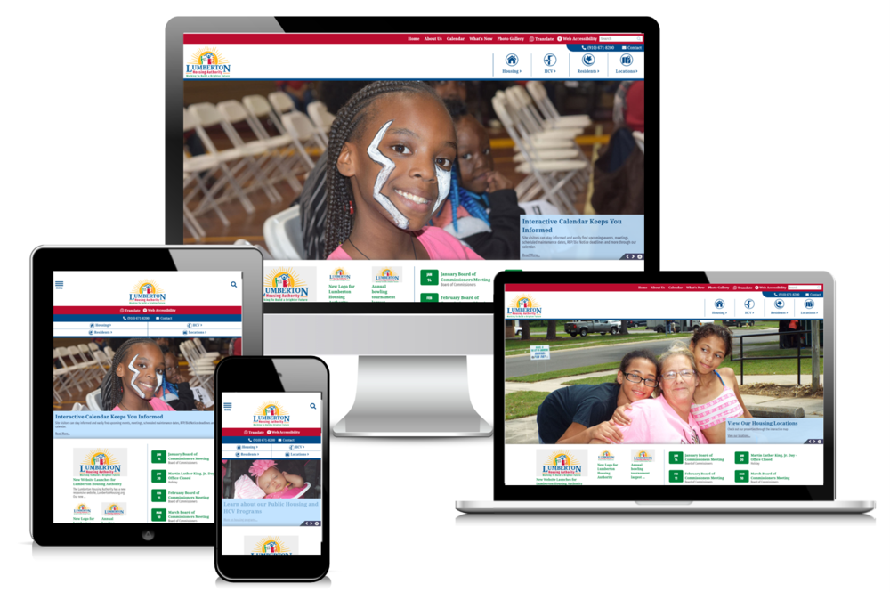 Lumberton website displayed on multiple devices